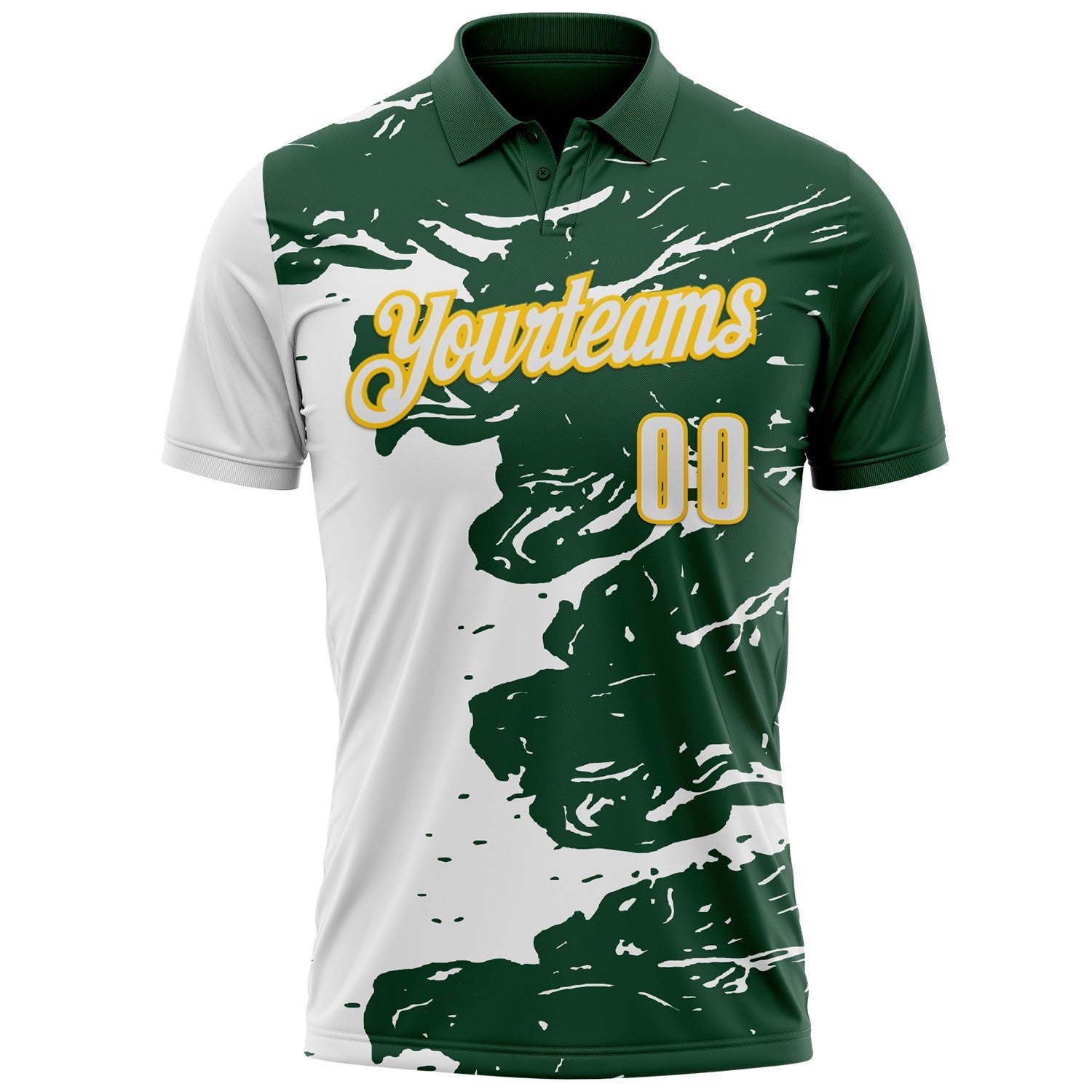 Custom Green White-Yellow Fluid Paint Splash Performance Polo Shirt photo 2