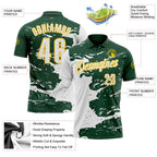 Custom Green White-Yellow Fluid Paint Splash Performance Polo Shirt photo 3