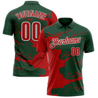 Custom Green Red-White Fluid Paint Splash Performance Polo Shirt photo 1