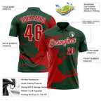 Custom Green Red-White Fluid Paint Splash Performance Polo Shirt photo 3