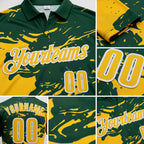 Custom Green Yellow-White Fluid Paint Splash Performance Polo Shirt detail