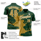 Custom Green Old Gold-White Fluid Paint Splash Performance Polo Shirt photo 3