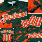 Custom Green Orange-White Fluid Paint Splash Performance Polo Shirt detail