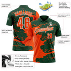Custom Green Orange-White Fluid Paint Splash Performance Polo Shirt photo 3