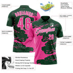 Custom Green Pink-White Fluid Paint Splash Performance Polo Shirt photo 3