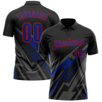 Custom Black Royal Gray-Red Lightning Geometric Performance Polo Shirt photo 1