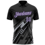 Custom Black Gray-Purple Lightning Geometric Performance Polo Shirt photo 2