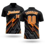 Custom Black Bay Orange Gray-White Lightning Geometric Performance Polo Shirt