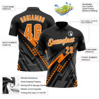 Custom Black Bay Orange Gray-White Lightning Geometric Performance Polo Shirt photo 3