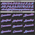 Custom Black Sky Blue Gray-Pink Lightning Geometric Performance Polo Shirt photo 4