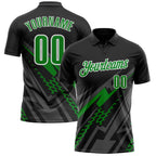 Custom Black Grass Green Gray-White Lightning Geometric Performance Polo Shirt photo 1