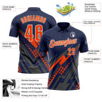 Custom Navy Orange Gray-White Lightning Geometric Performance Polo Shirt photo 3