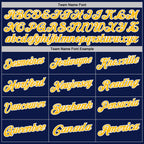 Custom Navy Gold Gray-White Lightning Geometric Performance Polo Shirt photo 4