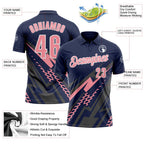 Custom Navy Medium Pink Gray-White Lightning Geometric Performance Polo Shirt photo 3