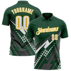 Custom Green White Gray-Yellow Lightning Geometric Performance Polo Shirt photo 1