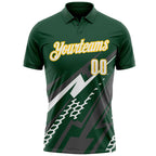 Custom Green White Gray-Yellow Lightning Geometric Performance Polo Shirt photo 2
