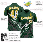 Custom Green White Gray-Yellow Lightning Geometric Performance Polo Shirt photo 3