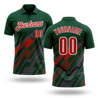 Custom Green Red Gray-White Lightning Geometric Performance Polo Shirt