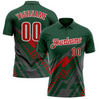 Custom Green Red Gray-White Lightning Geometric Performance Polo Shirt photo 1
