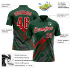Custom Green Red Gray-White Lightning Geometric Performance Polo Shirt photo 3