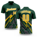 Custom Green Yellow Gray-White Lightning Geometric Performance Polo Shirt