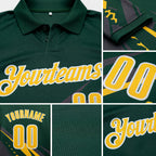 Custom Green Yellow Gray-White Lightning Geometric Performance Polo Shirt detail