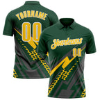 Custom Green Yellow Gray-White Lightning Geometric Performance Polo Shirt photo 1