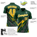 Custom Green Yellow Gray-White Lightning Geometric Performance Polo Shirt photo 3