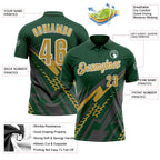 Custom Green Old Gold Gray-White Lightning Geometric Performance Polo Shirt photo 3