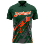 Custom Green Orange Gray-White Lightning Geometric Performance Polo Shirt photo 2
