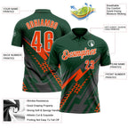 Custom Green Orange Gray-White Lightning Geometric Performance Polo Shirt photo 3
