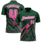 Custom Green Pink Gray-White Lightning Geometric Performance Polo Shirt photo 1