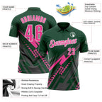 Custom Green Pink Gray-White Lightning Geometric Performance Polo Shirt photo 3