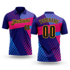 Custom Dark Purple Black Hot Pink Blue-Gold Esports Performance Polo Shirt