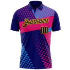Custom Dark Purple Black Hot Pink Blue-Gold Esports Performance Polo Shirt photo 2