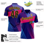 Custom Dark Purple Black Hot Pink Blue-Gold Esports Performance Polo Shirt photo 3
