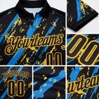 Custom Black Blue-Gold Esports Performance Polo Shirt detail