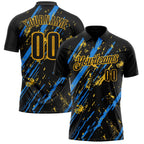 Custom Black Blue-Gold Esports Performance Polo Shirt photo 1