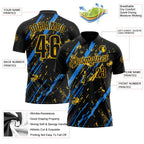 Custom Black Blue-Gold Esports Performance Polo Shirt photo 3