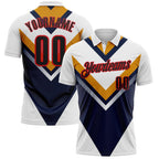 Custom White Black Yellow Navy-Fire Red Esports Performance Polo Shirt photo 1