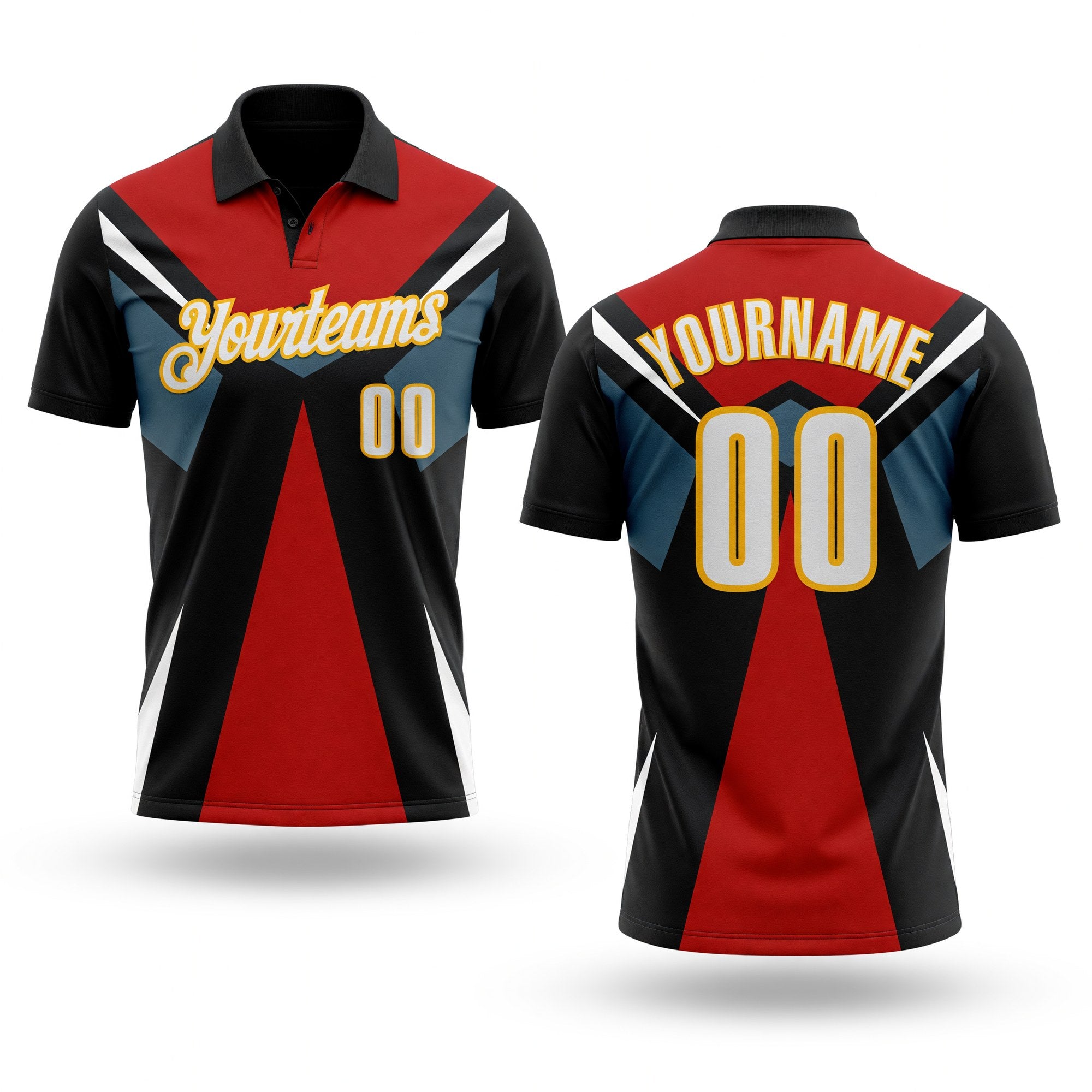 Custom Black White Red-Gold Esports Performance Polo Shirt