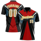 Custom Black White Red-Gold Esports Performance Polo Shirt photo 1