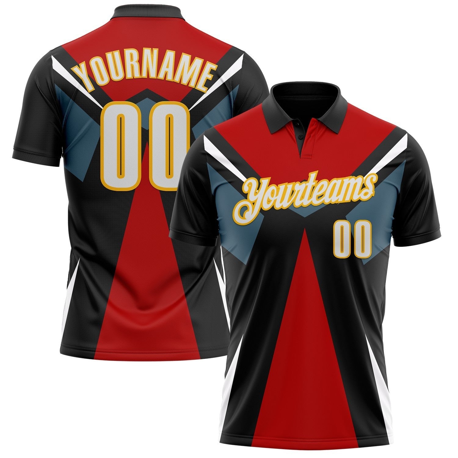 Custom Black White Red-Gold Esports Performance Polo Shirt photo 1