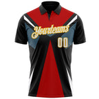 Custom Black White Red-Gold Esports Performance Polo Shirt photo 2
