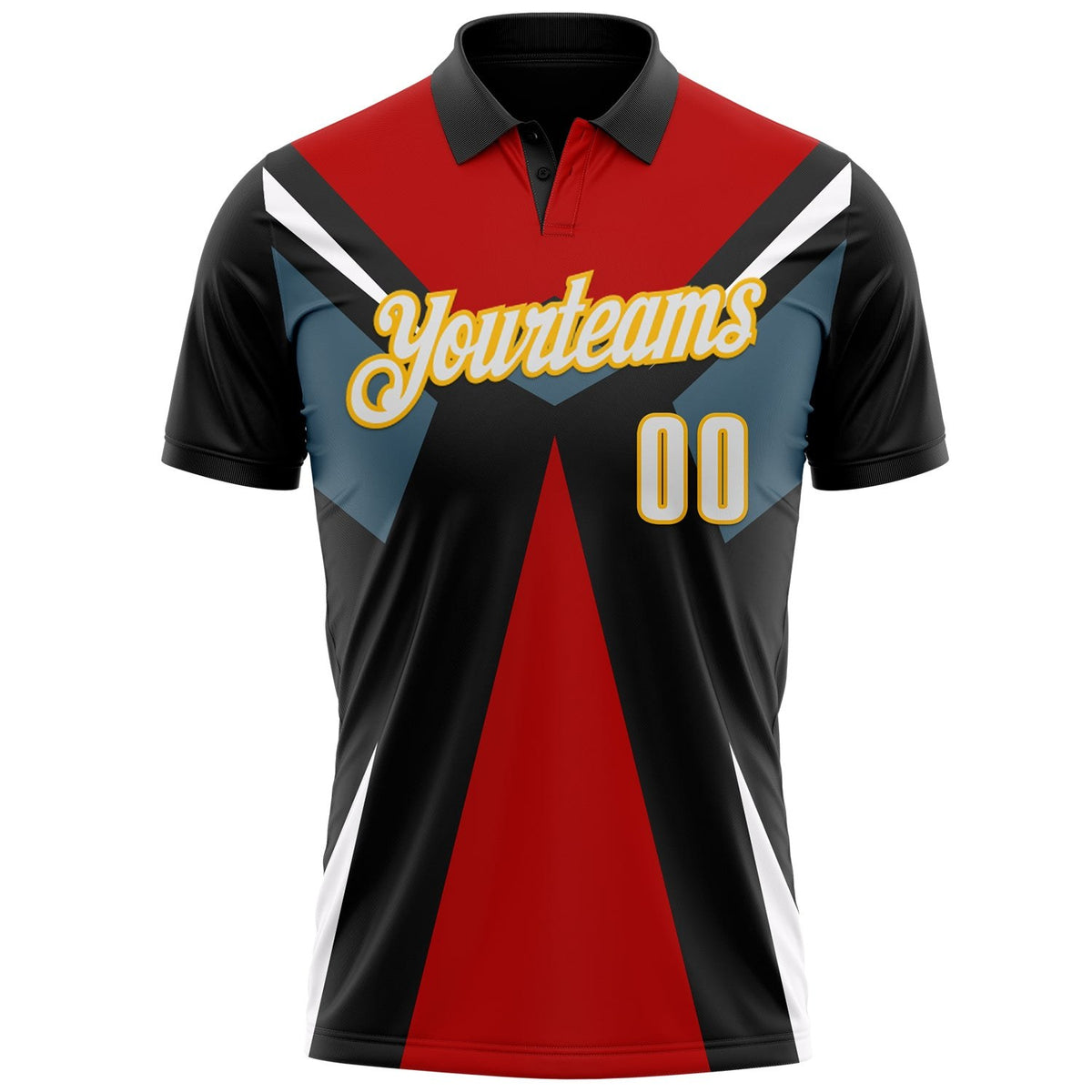 Custom Black White Red-Gold Esports Performance Polo Shirt photo 2