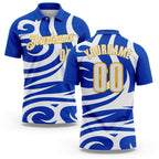 Custom Thunder Blue White-Gold Esports Performance Polo Shirt