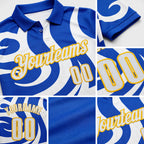 Custom Thunder Blue White-Gold Esports Performance Polo Shirt detail