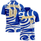 Custom Thunder Blue White-Gold Esports Performance Polo Shirt photo 1