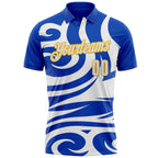 Custom Thunder Blue White-Gold Esports Performance Polo Shirt photo 2