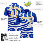 Custom Thunder Blue White-Gold Esports Performance Polo Shirt photo 3